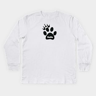 Stella name made of hand drawn paw prints Kids Long Sleeve T-Shirt